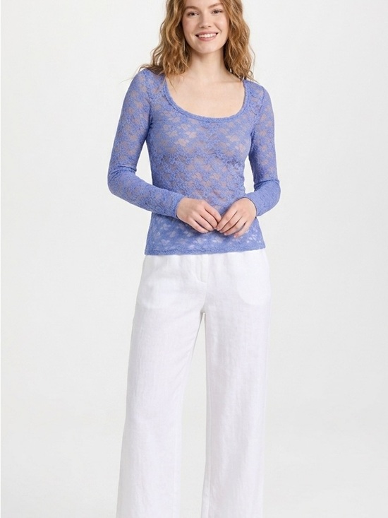 Maeve Tops - NWT Anthropologie Maeve Lilac Lace Long Sleeve Top Scoop Neck Size Small